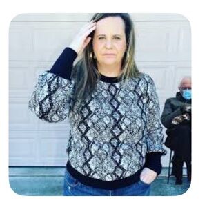 LuLaRoe Black and Gray Crew Neck Sweater with Voluminous Sleeves